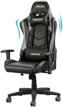2. Hbada Gaming Chair Ergonomic Racing Chair High-Back Computer Chair with Height Adjustment Headrest and Lumbar Support E-Sports Swivel Chair, Grey and Black