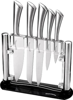 Utopia Kitchen Knife Set with Block - Cooking Knife Set 5 Pieces Stainless Steel Knives with an Acrylic Stand
