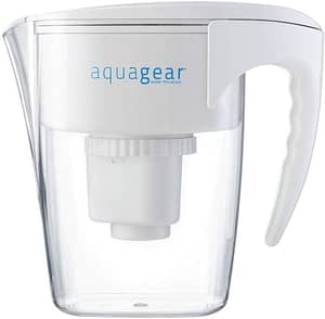 Aquagear Water Filter Pitcher - Fluoride, Lead, Chloramine, Chromium-6 Filter - BPA-Free, Clear
