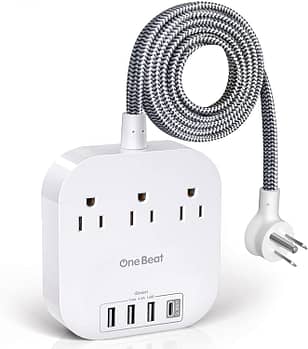 1. One Beat Power Strip with USB C, 3 Outlets 4 USB Ports (22.5W/4.5A) Desktop Charging