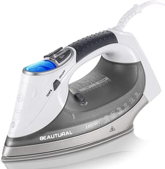 BEAUTURAL 1800-Watt Steam Iron with Digital LCD Screen, Double-Layer and Ceramic Coated Soleplate, 3-Way Auto-Off, 9 Preset Temperature and Steam Settings...