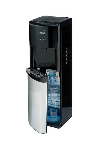 Primo Bottom Loading Water Cooler - 3 Temperature Settings, Hot, Cold, Cool - Energy Star Rated Water Dispenser w/Child-Resistant Safety Feature Supports 3 or 5 Gallon Water Jugs [Black w/Stainless]
