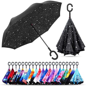 4. Owen Kyne Windproof Double Layer Folding Inverted Umbrella, Self Stand Upside-down Rain 