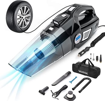 2. VARSK 4-in-1 Car Vacuum Cleaner, Tire Inflator Portable Air Compressor with Digital Tire Pressure Gauge LCD Display and LED Light