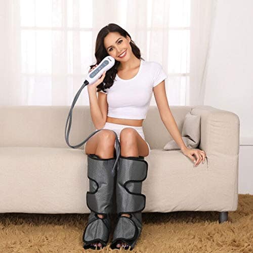Leg Massager Air Compression- Upgrade Leg Compression Wraps for Foot and Calf Circulation for Pain Relief and Muscle Relaxing with Handheld Controller by Silvox (Deep Grey)